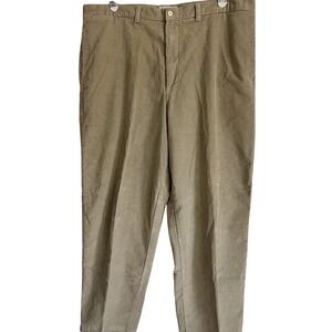Roundtree & Yorke Men's Corduroy Pants 42x32 Tan Classic Flat Front Straight‎